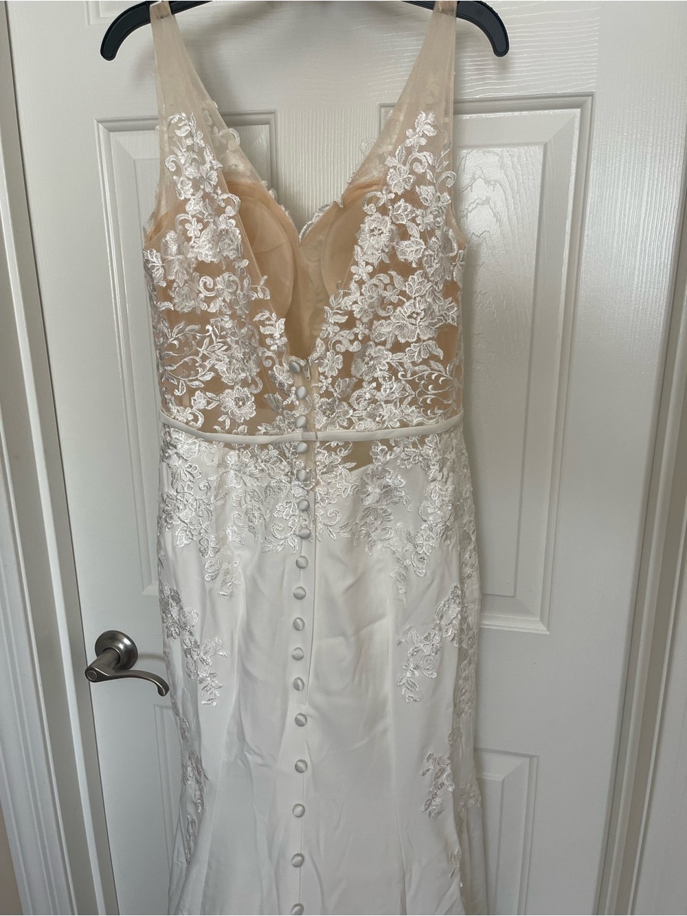 Lace Appliqué A-Line Wedding Gown in Ivory - Picture 6 of 12